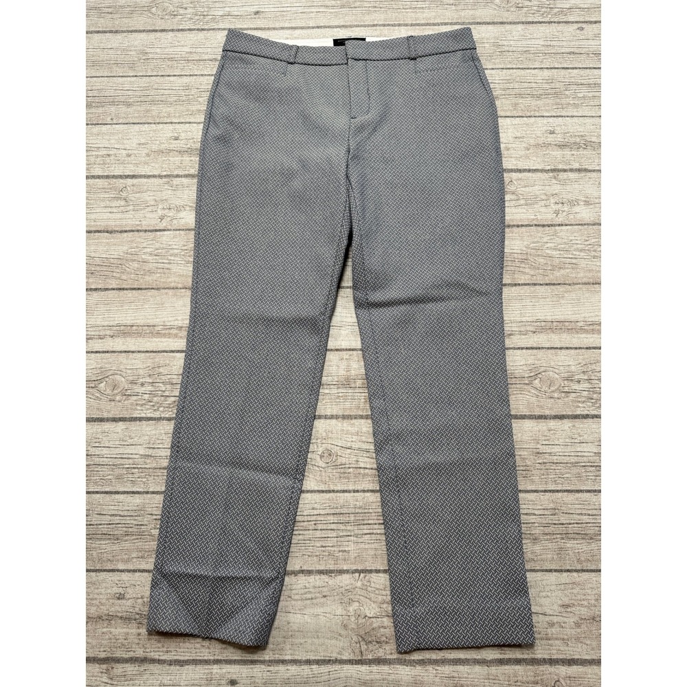 Banana Republic Dress Pants Women's 10 Gray Geometric Flat Front Sloan Curvy Fit